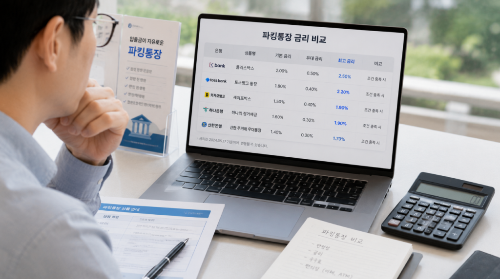 파킹통장 추천, 금리비교·장단점·예금차이·활용방법까지 총정리