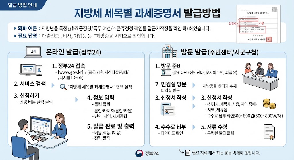 지방세 세목별 과세증명서 발급방법